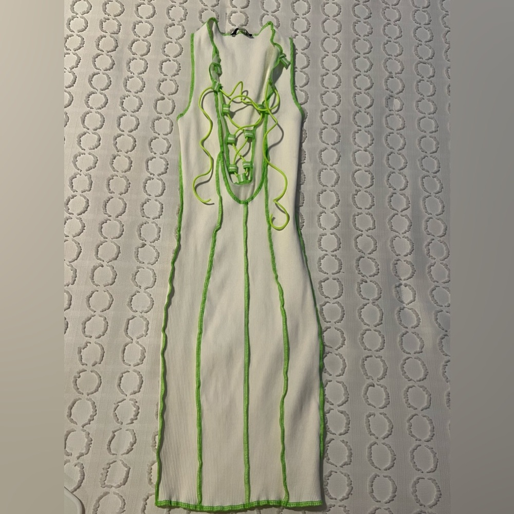 White and green beautiful dress